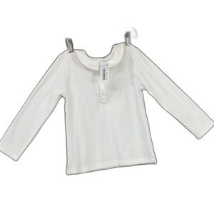 NWT EDGEHILL Collection Girls size 6 Long Sleeve Top Peter Pan Collar Cream